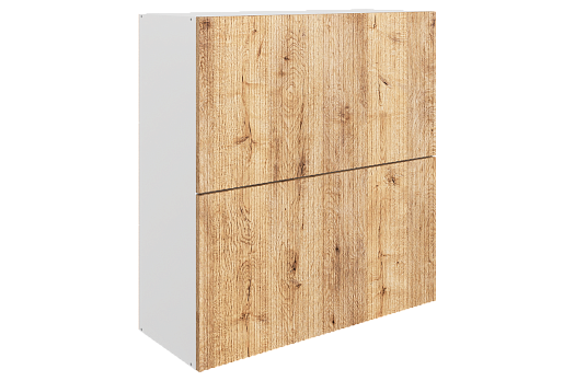 Марта Шкаф навесной L800 Н900 (2 дв. гл. гориз.) (белый/дуб европейский матовый)