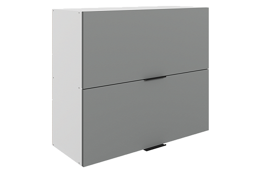 Стоун Шкаф навесной L800 Н720 (2 дв. гл. гориз.) (белый/оникс софттач)