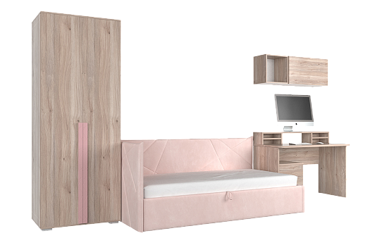 Комплект детской мебели Лайк К45 (дуб мария/роуз/нежно-розовый (велюр))