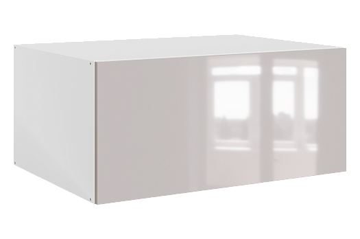 Кристи Шкаф навесной антресоль L800 Н360 (1 дв. гориз.) (эмаль) (белый/дымчатый глянец)