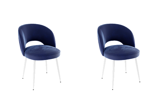 Набор стульев Моли (2 шт.) (синий (велюр)/белый)