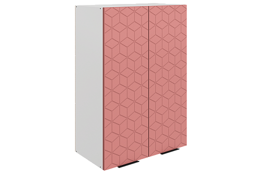 Стоун Шкаф навесной L600 Н900 (2 дв. гл.) с фрезеровкой (белый/берри софттач)