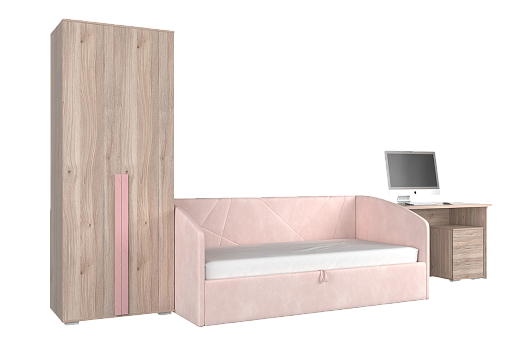 Комплект детской мебели Лайк К7 (дуб мария/роуз/нежно-розовый (велюр))