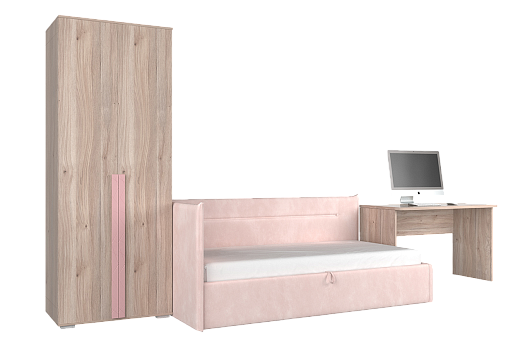 Комплект детской мебели Лайк К5 (дуб мария/роуз/нежно-розовый (велюр))