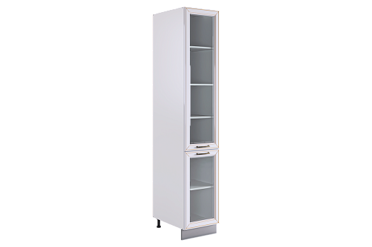 Атланта Шкаф-пенал 2 L400 H2141 (2 дв. рам.) (эмаль) (белый/белый глянец патина золото)