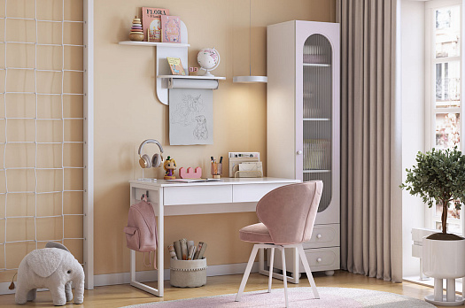 Домашний офис "Милана К2" (белое дерево/сакура/белый муар)