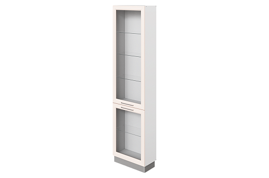 Мишель Шкаф-пенал торцевой L550 H2141 (2 дв. рам.) (эмаль) (белый/лен)