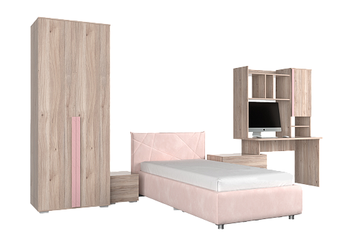 Комплект детской мебели Лайк К54 (дуб мария/роуз/нежно-розовый (велюр))