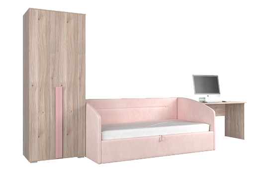Комплект детской мебели Лайк К3 (дуб мария/роуз/нежно-розовый (велюр))