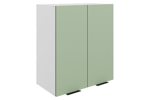 Стоун Шкаф навесной L600 Н720 (2 дв. гл.) (белый/полынь софттач)