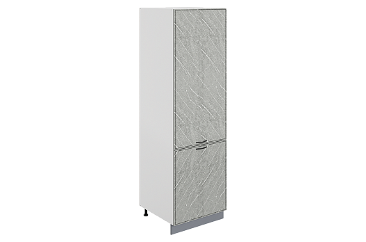 Монако Шкаф-пенал L600 под холодильник (2 дв. гл.) (белый/мрамор фицрой матовый)