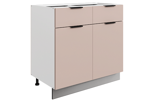 Стоун Шкаф рабочий L800 Старт (2 дв. гл. 2 ящ.) (белый/грей софттач)