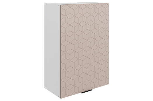 Стоун Шкаф навесной L600 Н900 (1 дв. гл.) с фрезеровкой (белый/грей софттач)