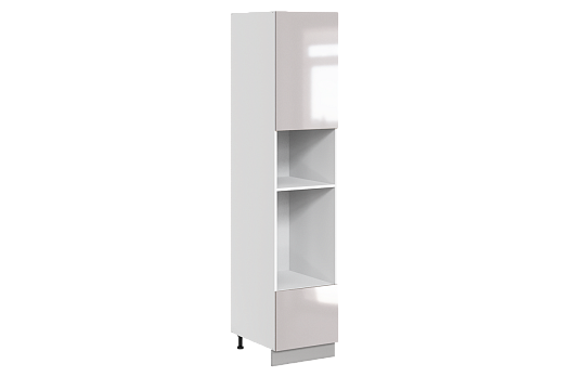 Кристи Шкаф-пенал 3 L450 H2141 Старт (1 дв. гл. 1 ящ.) (эмаль) (белый/дымчатый глянец)