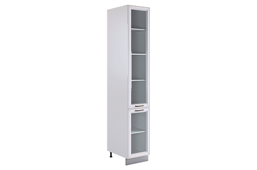 Атланта Шкаф-пенал 2 L400 H2321 (2 дв. рам.) (эмаль) (белый/белый глянец патина золото)