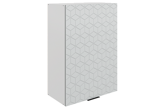 Стоун Шкаф навесной L600 Н900 (1 дв. гл.) с фрезеровкой (белый/лайт грей софттач)