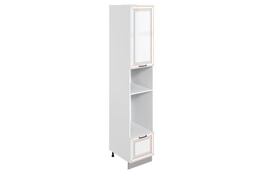 Атланта Шкаф-пенал 3 L450 H2321 (1 дв. гл. 1 ящ.) (эмаль) (белый/белый глянец патина золото)