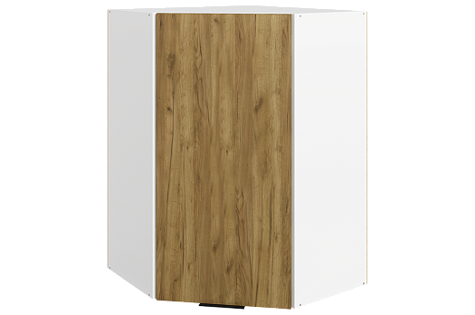 Стоун Шкаф навесной угл. L600х600 Н900 (1 дв. гл.) (белый/акация светлая)