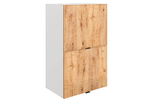 Бариста Шкаф навесной L500 Н900 (2 дв. гл. гориз.) (белый/дуб европейский матовый)