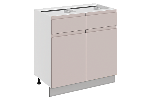 Фьюжн Шкаф рабочий L800 B500 Слим (2 дв.гл. 2 ящ.) (эмаль) (белый/кофейный)