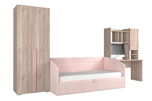 Комплект детской мебели Лайк К13 (дуб мария/роуз/нежно-розовый (велюр))