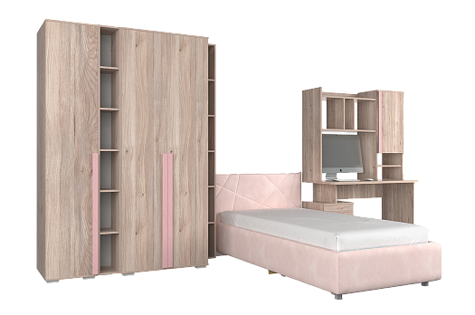 Комплект детской мебели Лайк К78 (дуб мария/роуз/нежно-розовый (велюр))