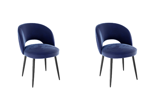 Набор стульев Моли (2 шт.) (синий (велюр)/черный)