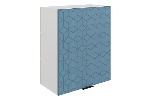 Стоун Шкаф навесной L600 Н720 (1 дв. гл.) с фрезеровкой (белый/изумруд софттач)
