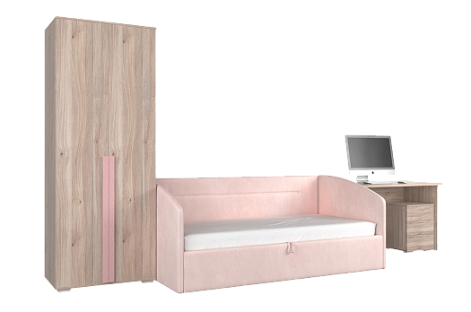 Комплект детской мебели Лайк К8 (дуб мария/роуз/нежно-розовый (велюр))