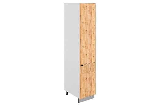 Бариста Шкаф-пенал 2 L400 Н2141 (2 дв. гл.) (правый) (белый/дуб европейский матовый)