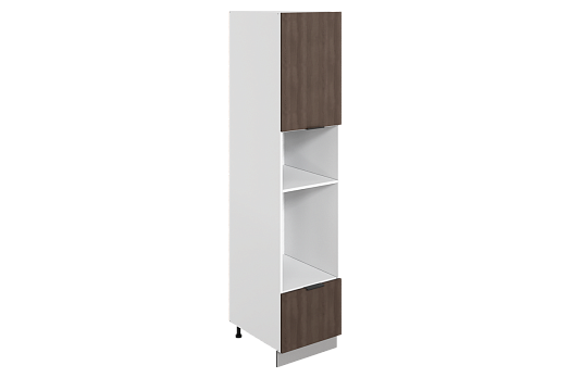 Стоун Шкаф-пенал 3 L450 H2141 (1 дв. гл. 1 ящ.) (белый/фундук матовый)