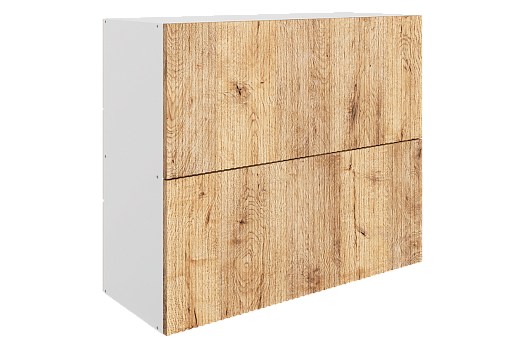 Марта Шкаф навесной L800 Н720 (2 дв. гл. гориз.) (белый/дуб европейский матовый)