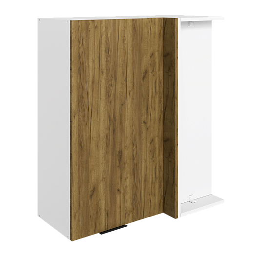 Стоун Шкаф навесной угл. L800x400 Н900 (1 дв. гл.) (белый/акация светлая)