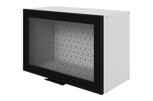 Стоун Шкаф навесной антресоль торцевая L550 H360 (1 дв. рам. гориз.) (белый/черный муар)