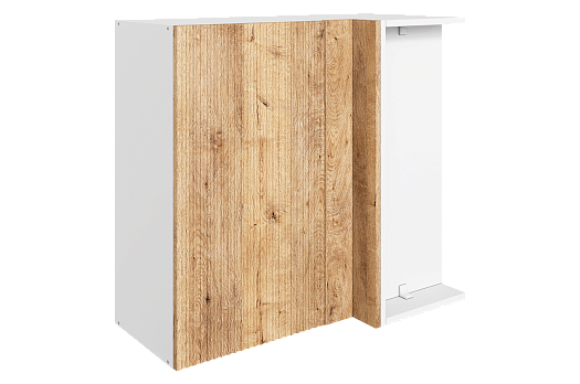 Марта Шкаф навесной угл. L800х400 Н720 (1 дв. гл.) (белый/дуб европейский матовый)