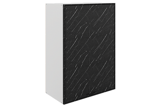 Монако Шкаф навесной L600 Н900 (1 дв. гл.) (белый/мрамор блэкберн матовый)