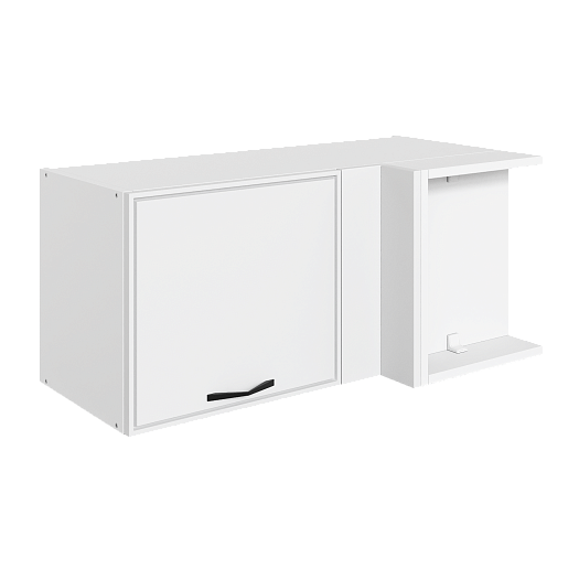 Монако Шкаф навесной угл. L800х400 H360 (1 дв. гориз.) (белый/милк матовый)