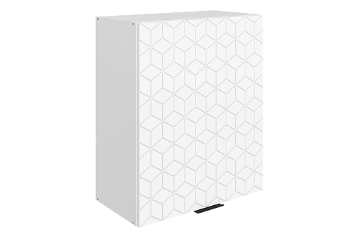 Стоун Шкаф навесной L600 Н720 (1 дв. гл.) с фрезеровкой (белый/джелато софттач)