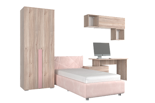 Комплект детской мебели Лайк К52 (дуб мария/роуз/нежно-розовый (велюр))