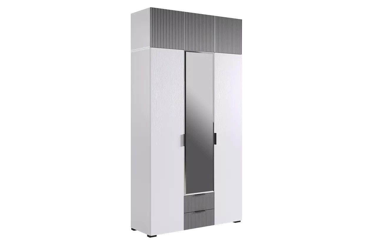 Шкаф трехдверный "Зефир К2" (белое дерево/серый (эмаль))