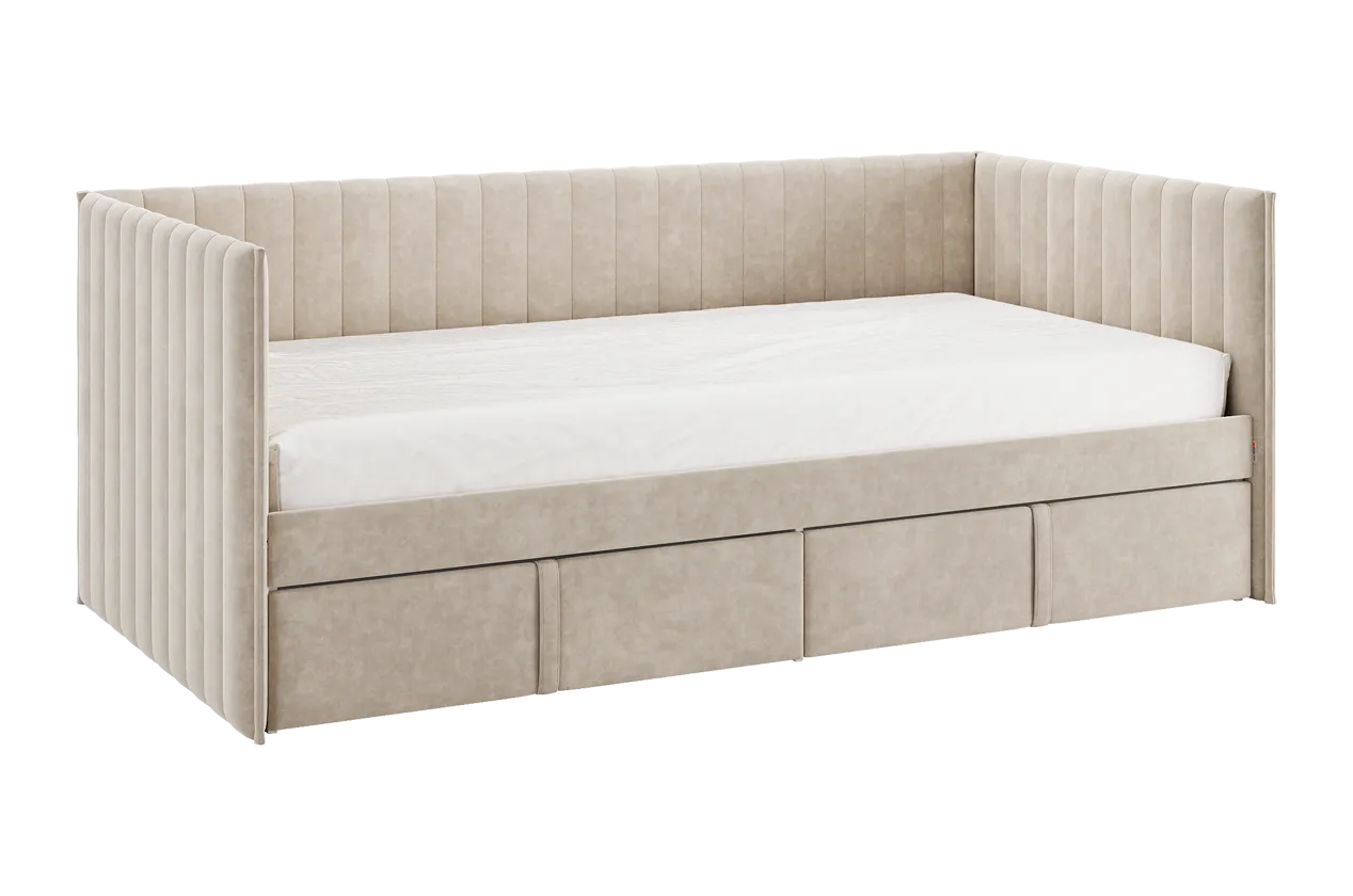 Кровать с ящиками Твикс (Софа) 90х200 см (капучино (велюр))