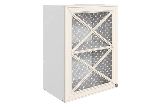 Мишель Шкаф навесной L500 Н720 (1 дв.крест.) (эмаль) (белый/лен)