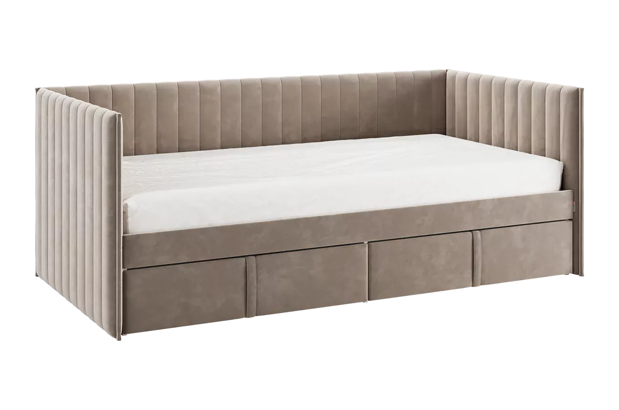 Кровать с ящиками Твикс (Софа) 90х200 см (латте (велюр))
