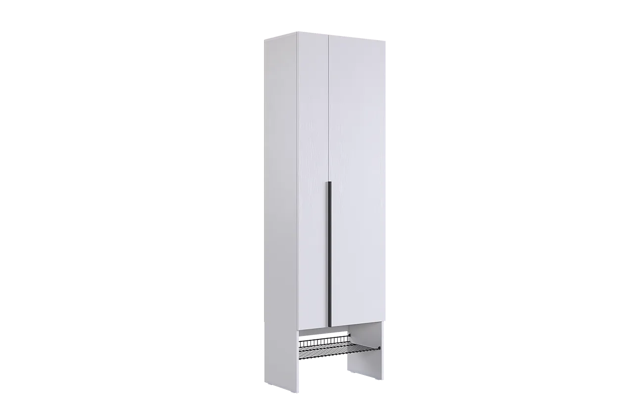 Шкаф двухдверный  с полкой сотовой "Баско К4" (белое дерево/черный муар)