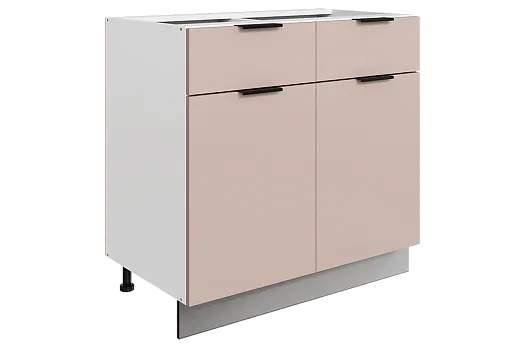 Стоун Шкаф рабочий L800 Старт (2 дв. гл. 2 ящ.) (белый/грей софттач)