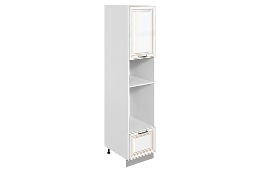 Атланта Шкаф-пенал 3 L450 H2141 Старт (1 дв. гл. 1 ящ.) (эмаль) (белый/белый глянец патина золото)