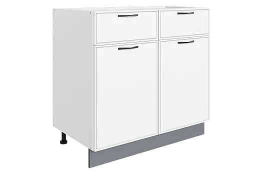 Монако Шкаф рабочий L800 Старт (2 дв. гл. 2 ящ.) (белый/милк матовый)