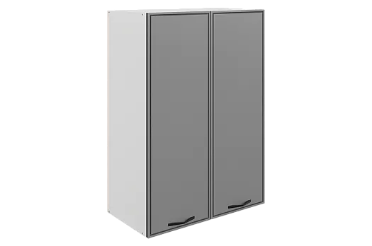Монако Шкаф навесной L600 Н900 (2 дв. гл.) (белый/графит матовый)