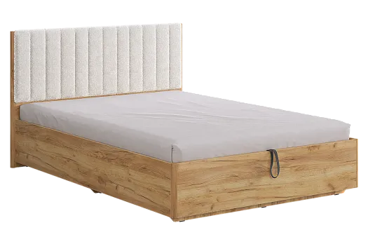 Кровать с подъемным механизмом Юлия 140х200 см (дуб крафт золотой/белый (плюш))