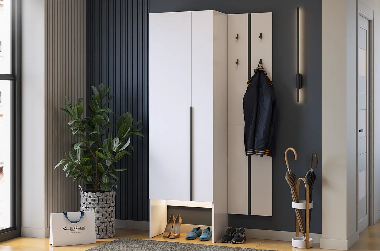 Прихожая "Мебельсон К26" (1000х350х1950) (белое дерево)